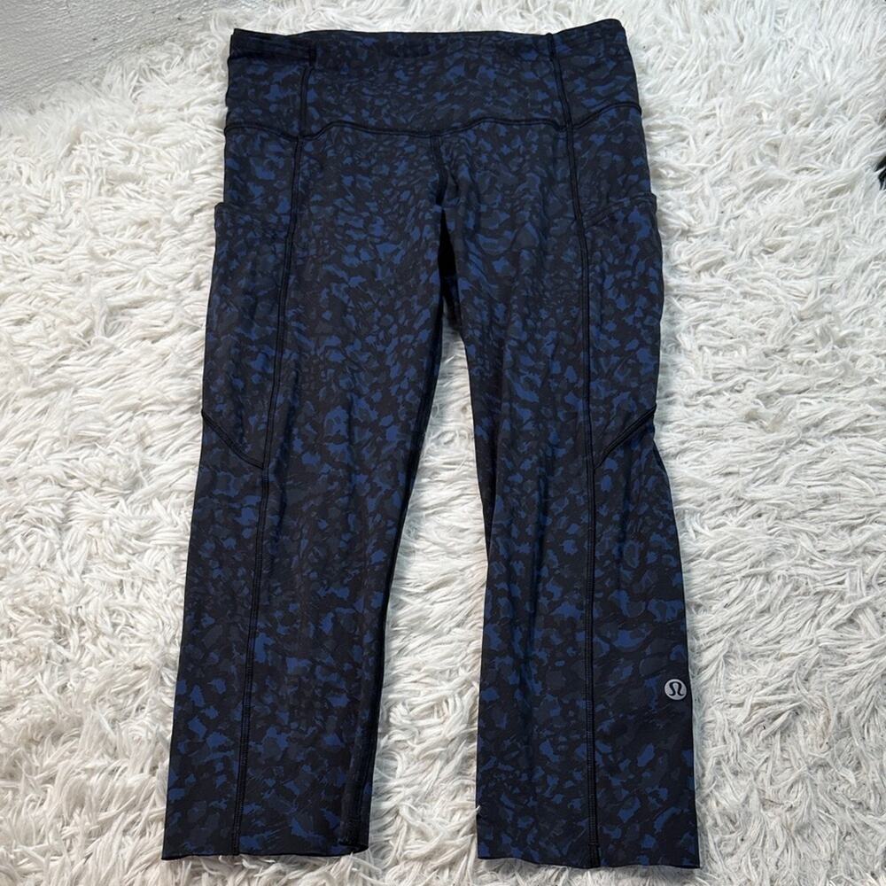 Lululemon Fast and Free Crop 19" *Non-Reflective Wild Thing Camo Larkspur Multi